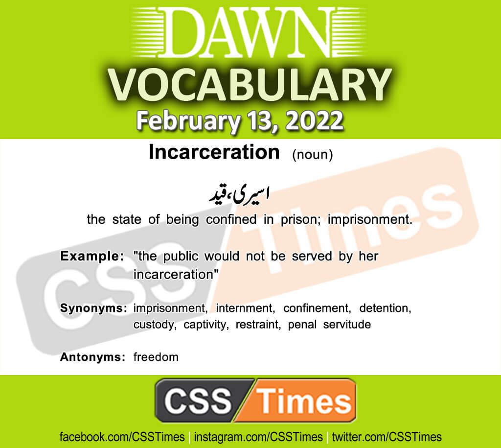 Daily DAWN News Vocabulary with Urdu Meaning (13 February 2022)