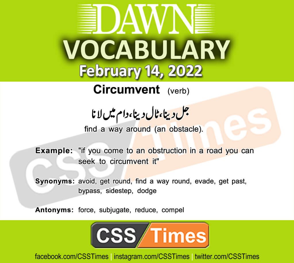 Daily DAWN News Vocabulary with Urdu Meaning (14 February 2022)
