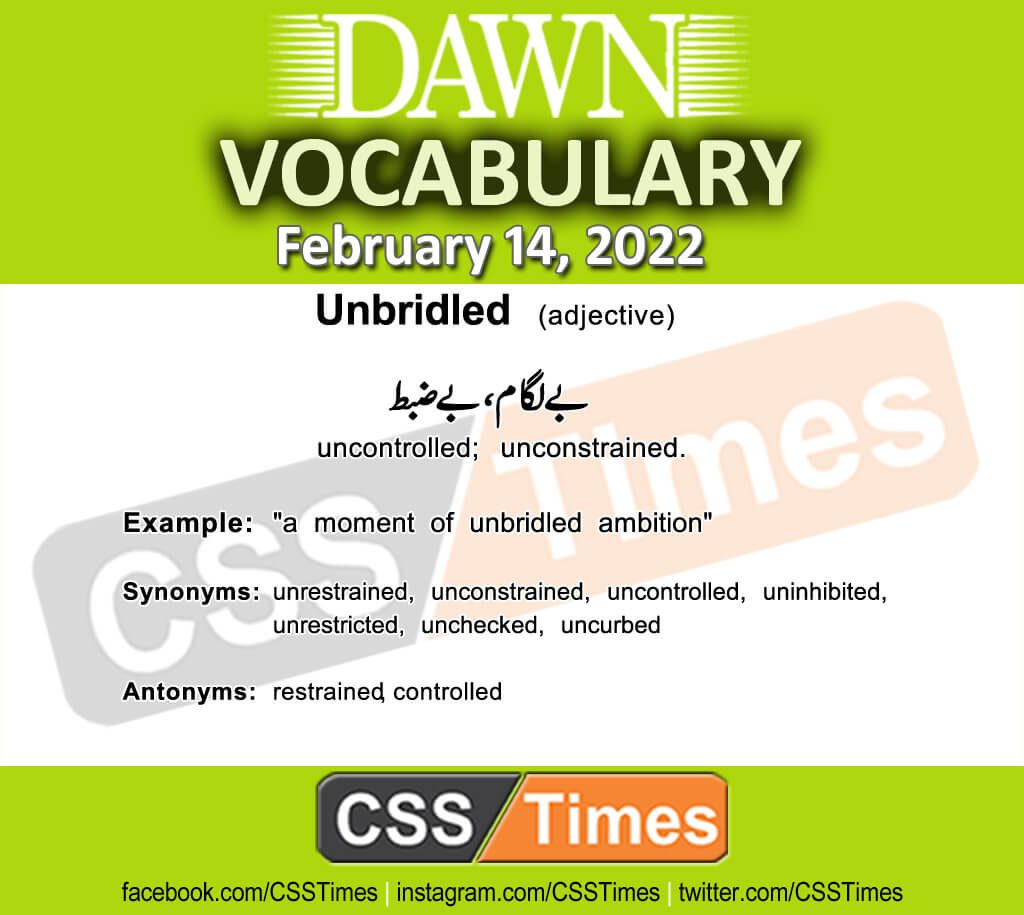 Daily DAWN News Vocabulary with Urdu Meaning (14 February 2022)