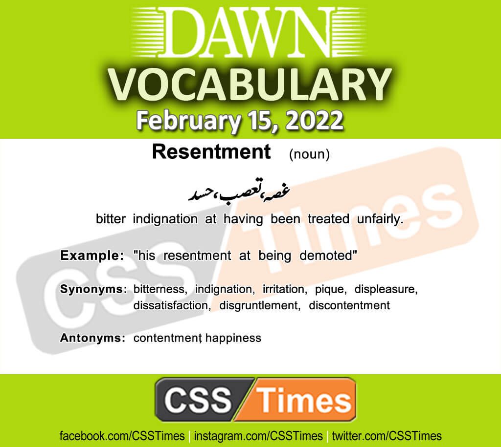 Daily DAWN News Vocabulary with Urdu Meaning (15 February 2022)