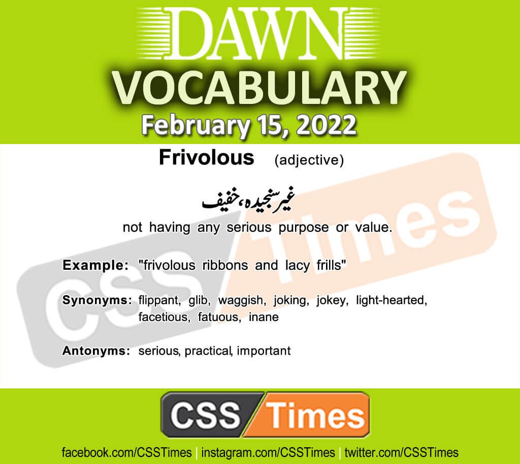 Daily DAWN News Vocabulary with Urdu Meaning (15 February 2022)