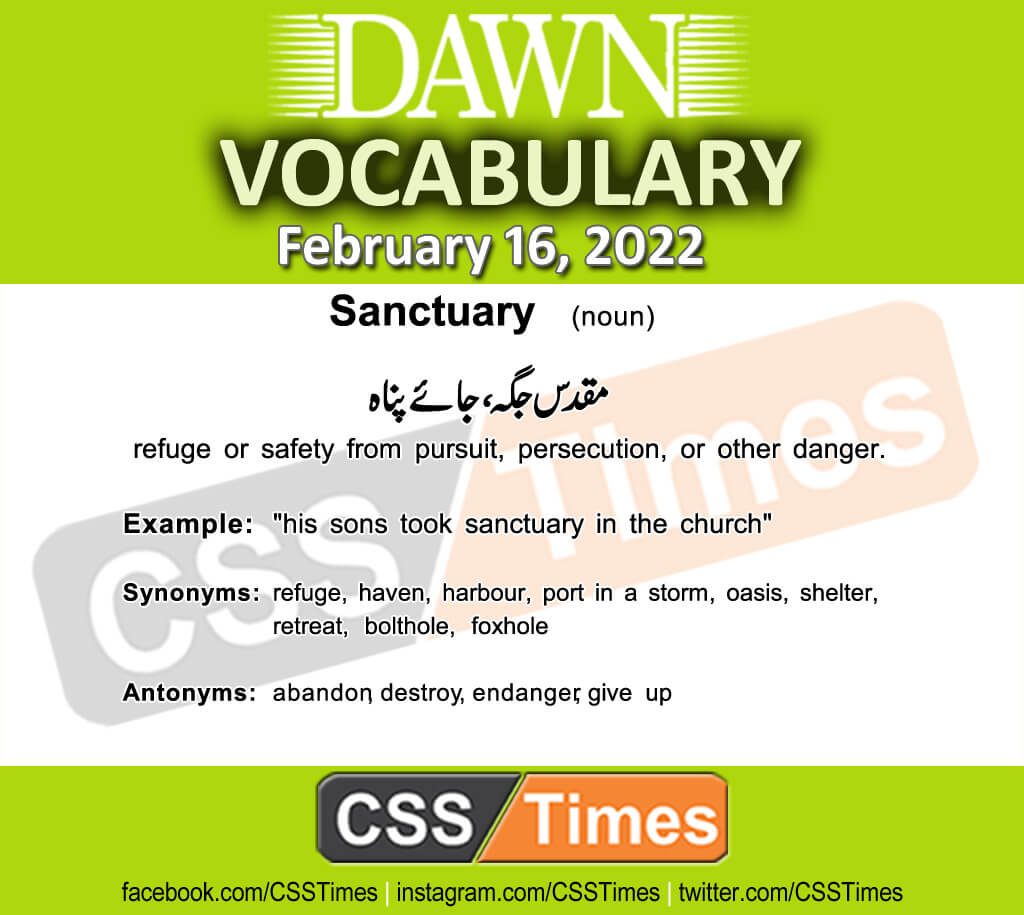 Daily DAWN News Vocabulary with Urdu Meaning (16 February 2022)