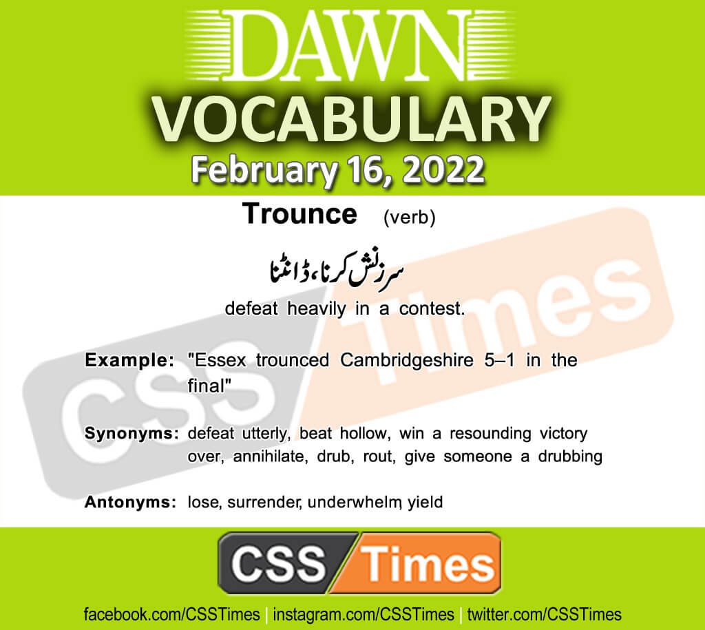 Daily DAWN News Vocabulary with Urdu Meaning (16 February 2022)