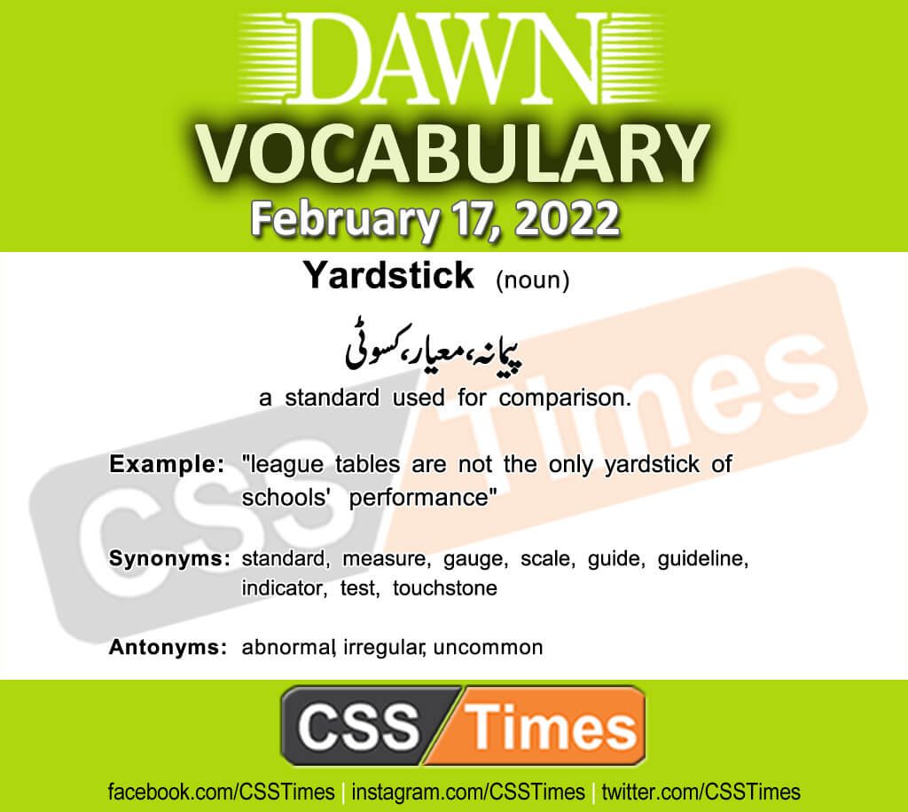 Daily DAWN News Vocabulary with Urdu Meaning (17 February 2022)