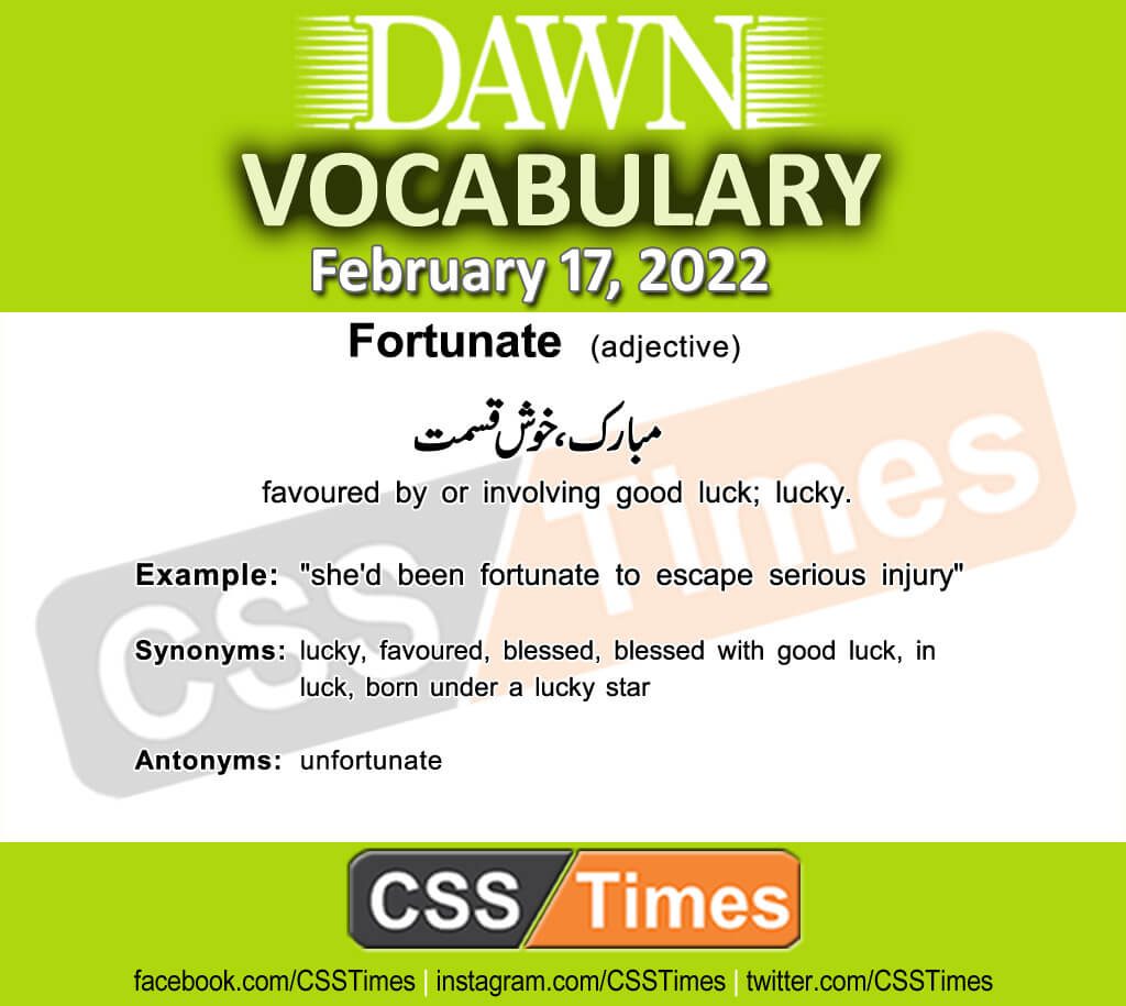 Daily DAWN News Vocabulary with Urdu Meaning (17 February 2022)