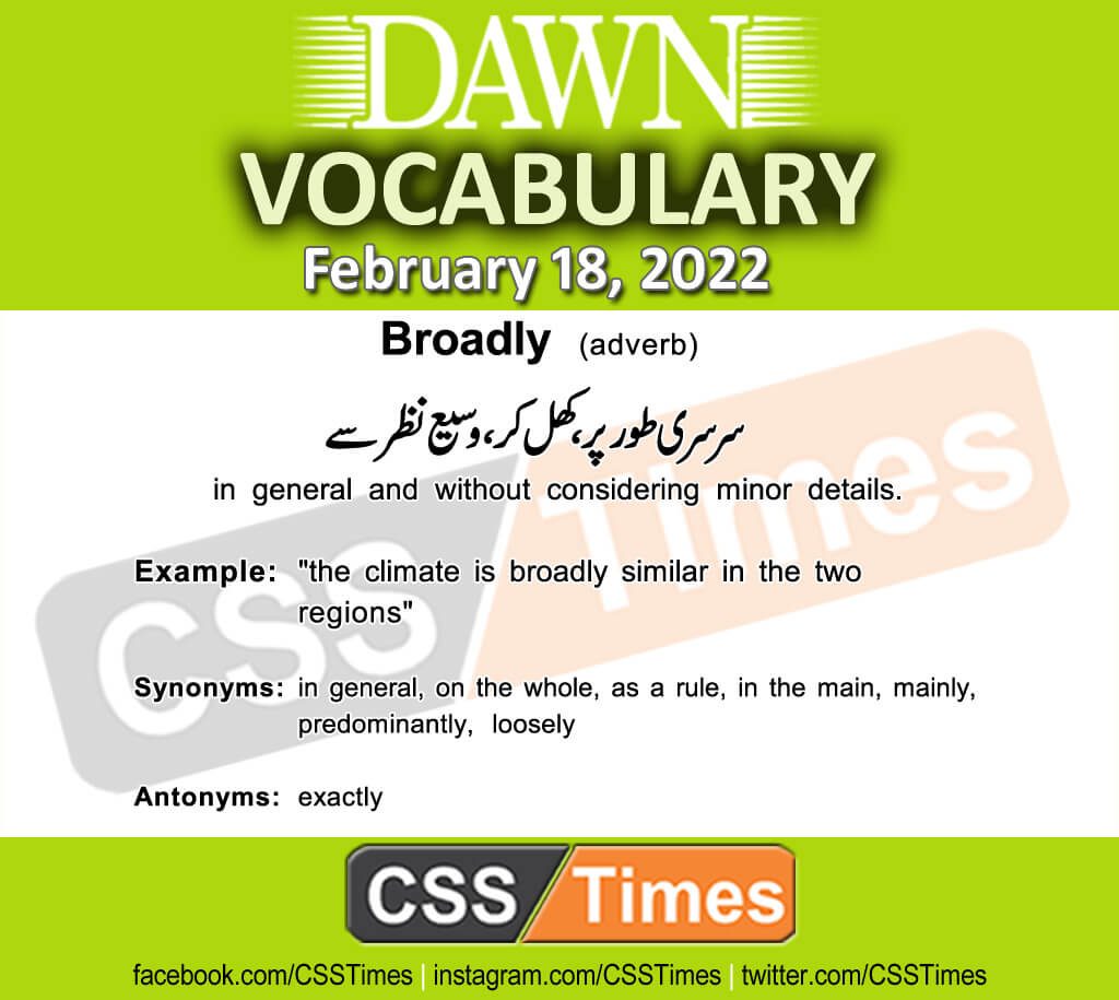 Daily DAWN News Vocabulary with Urdu Meaning (18 February 2022)