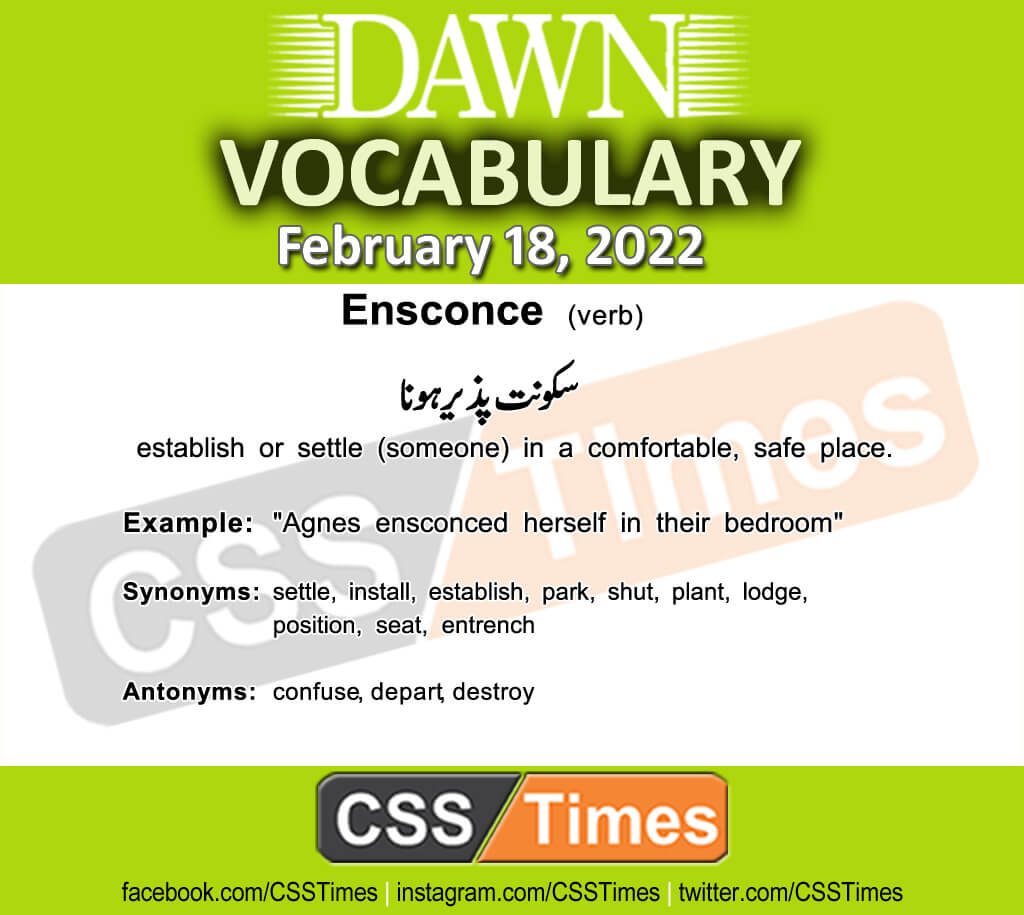 Daily DAWN News Vocabulary with Urdu Meaning (18 February 2022)