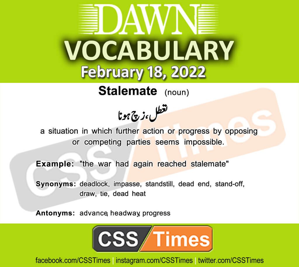 Daily DAWN News Vocabulary with Urdu Meaning (18 February 2022)