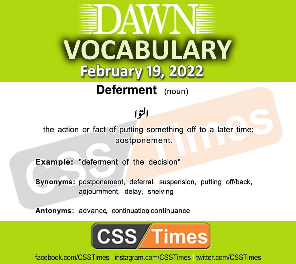 Daily DAWN News Vocabulary with Urdu Meaning (19 February 2022)