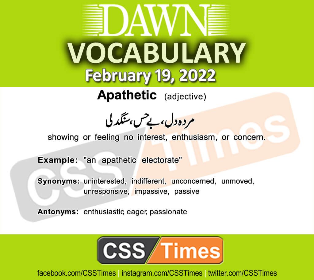 Daily DAWN News Vocabulary with Urdu Meaning (19 February 2022)