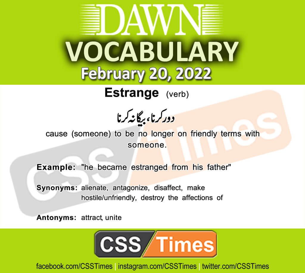 Daily DAWN News Vocabulary with Urdu Meaning (20 February 2022)