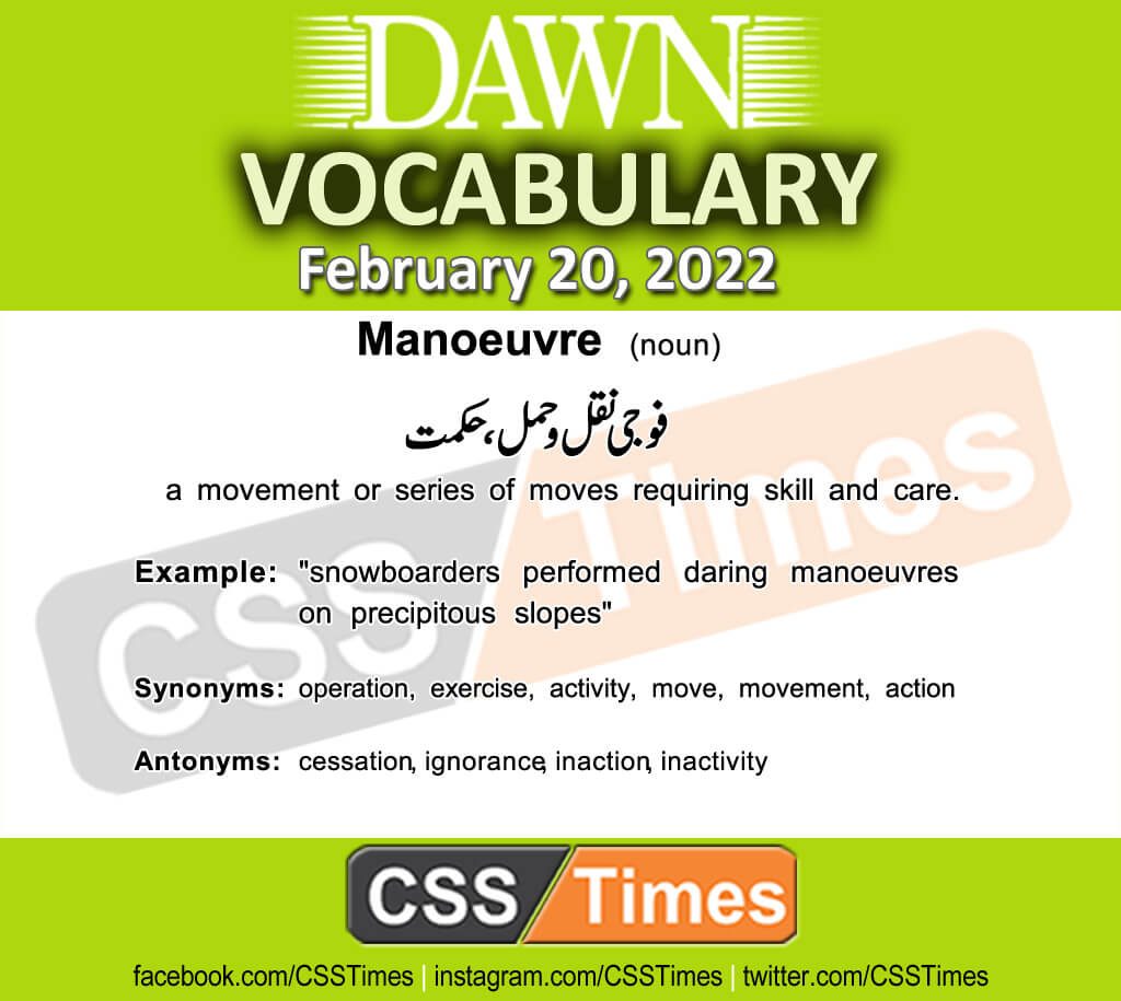 Daily DAWN News Vocabulary with Urdu Meaning (20 February 2022)