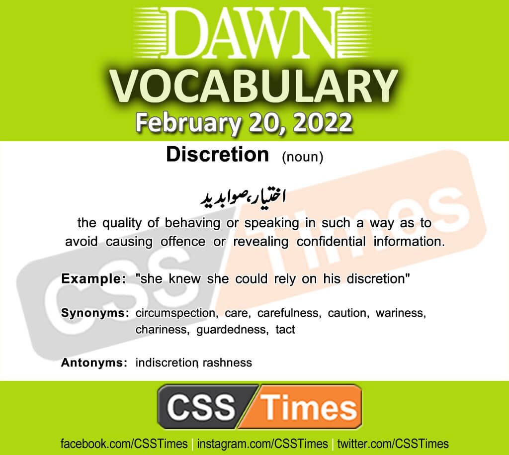 Daily DAWN News Vocabulary with Urdu Meaning (20 February 2022)