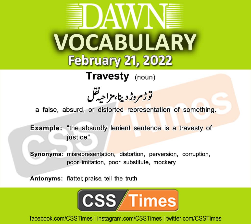 Daily DAWN News Vocabulary with Urdu Meaning (21 February 2022)