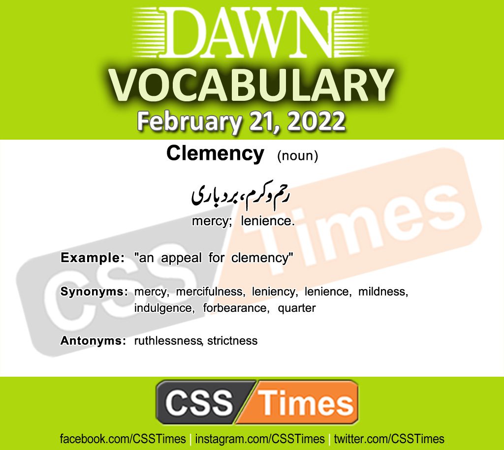 Daily DAWN News Vocabulary with Urdu Meaning (21 February 2022)