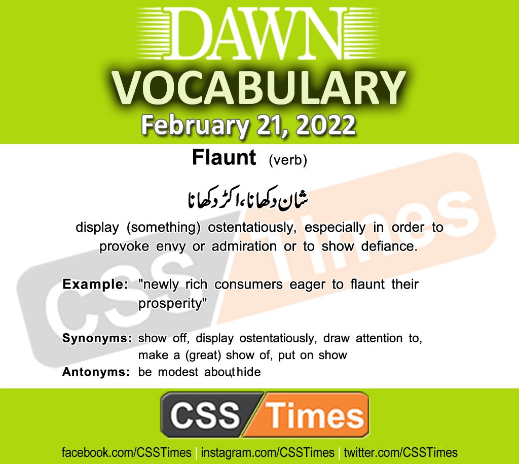 Daily DAWN News Vocabulary with Urdu Meaning (21 February 2022)