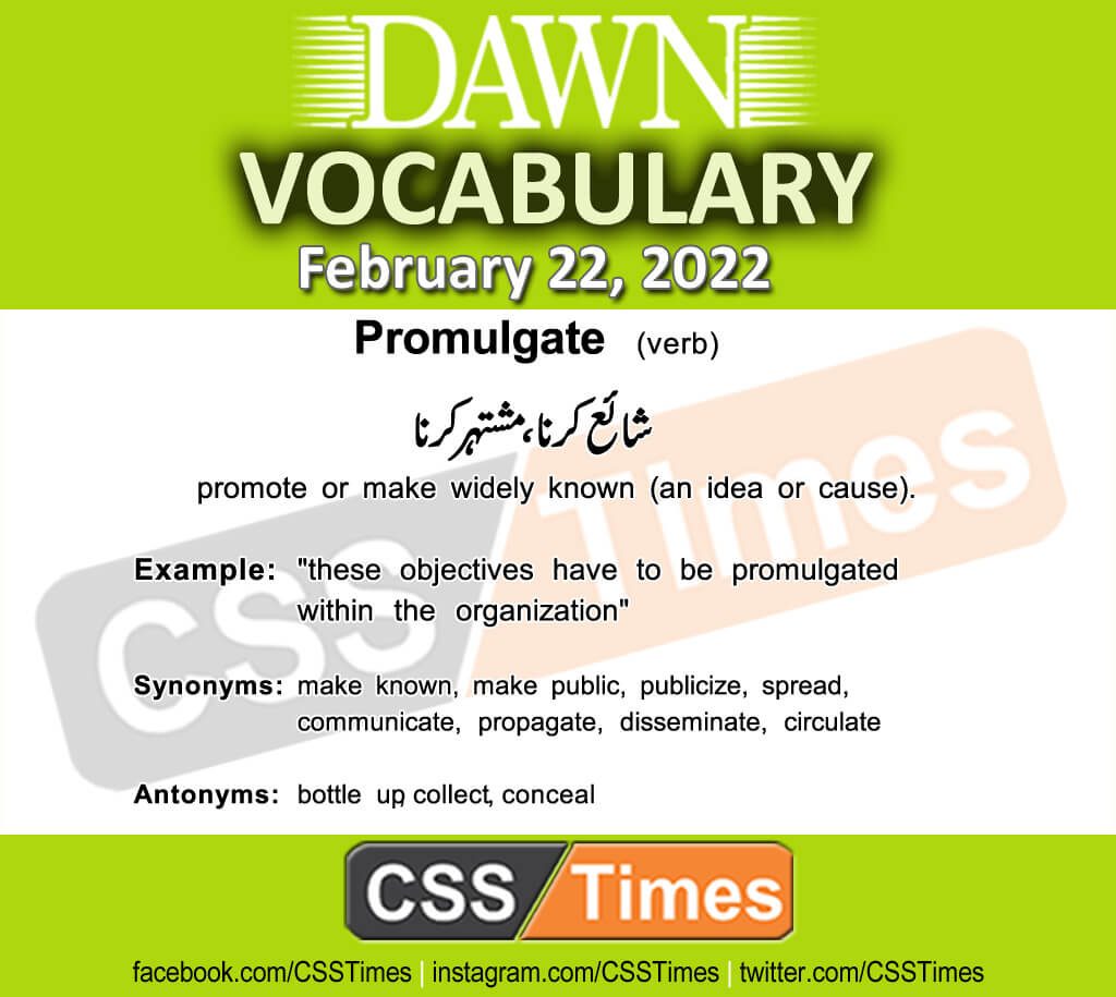 Daily DAWN News Vocabulary with Urdu Meaning (22 February 2022)