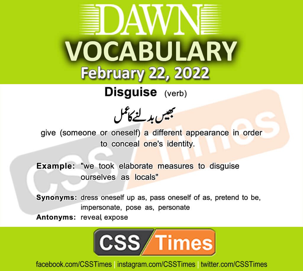 Daily DAWN News Vocabulary with Urdu Meaning (22 February 2022)