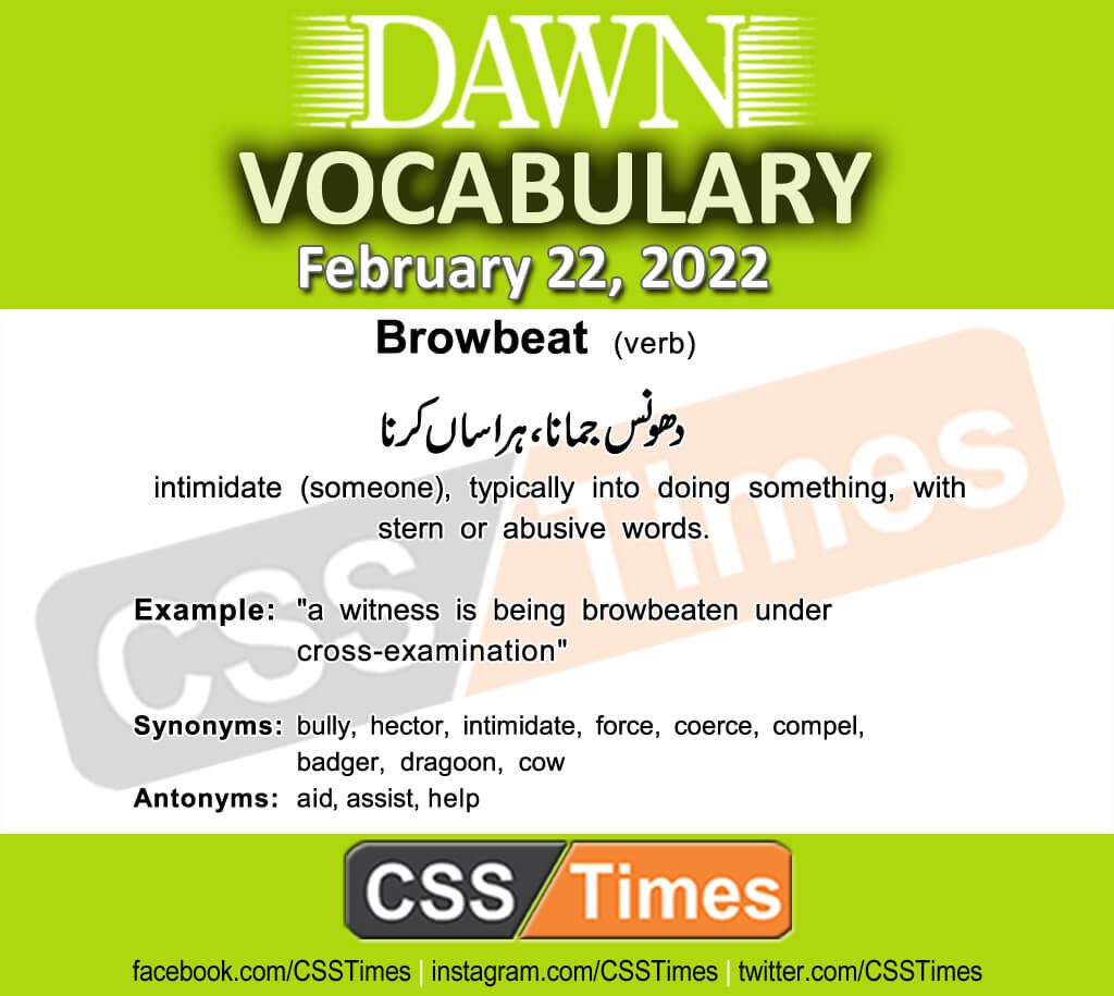 Daily DAWN News Vocabulary with Urdu Meaning (22 February 2022)