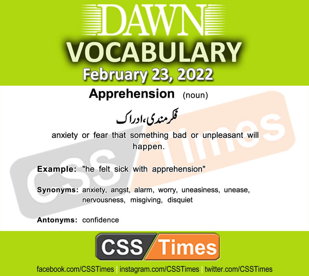 Daily DAWN News Vocabulary with Urdu Meaning (23 February 2022)
