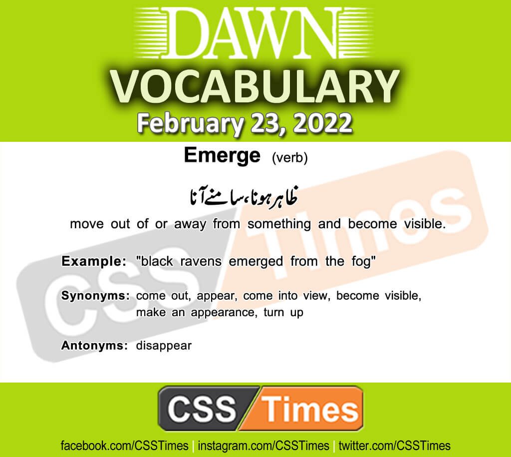 Daily DAWN News Vocabulary with Urdu Meaning (23 February 2022)