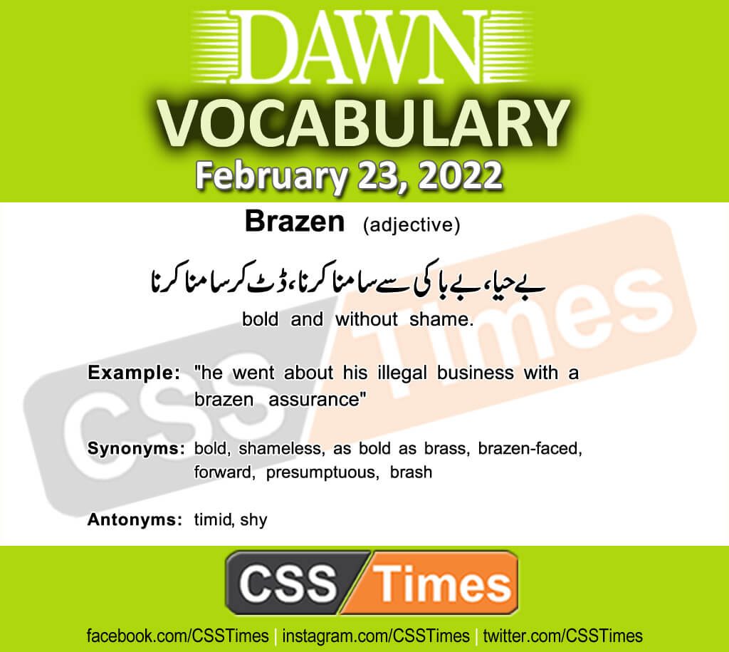 Daily DAWN News Vocabulary with Urdu Meaning (23 February 2022)