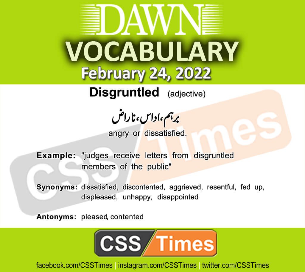 Daily DAWN News Vocabulary with Urdu Meaning (24 February 2022)