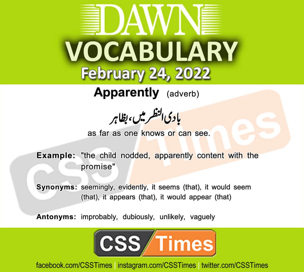 Daily DAWN News Vocabulary with Urdu Meaning (24 February 2022)