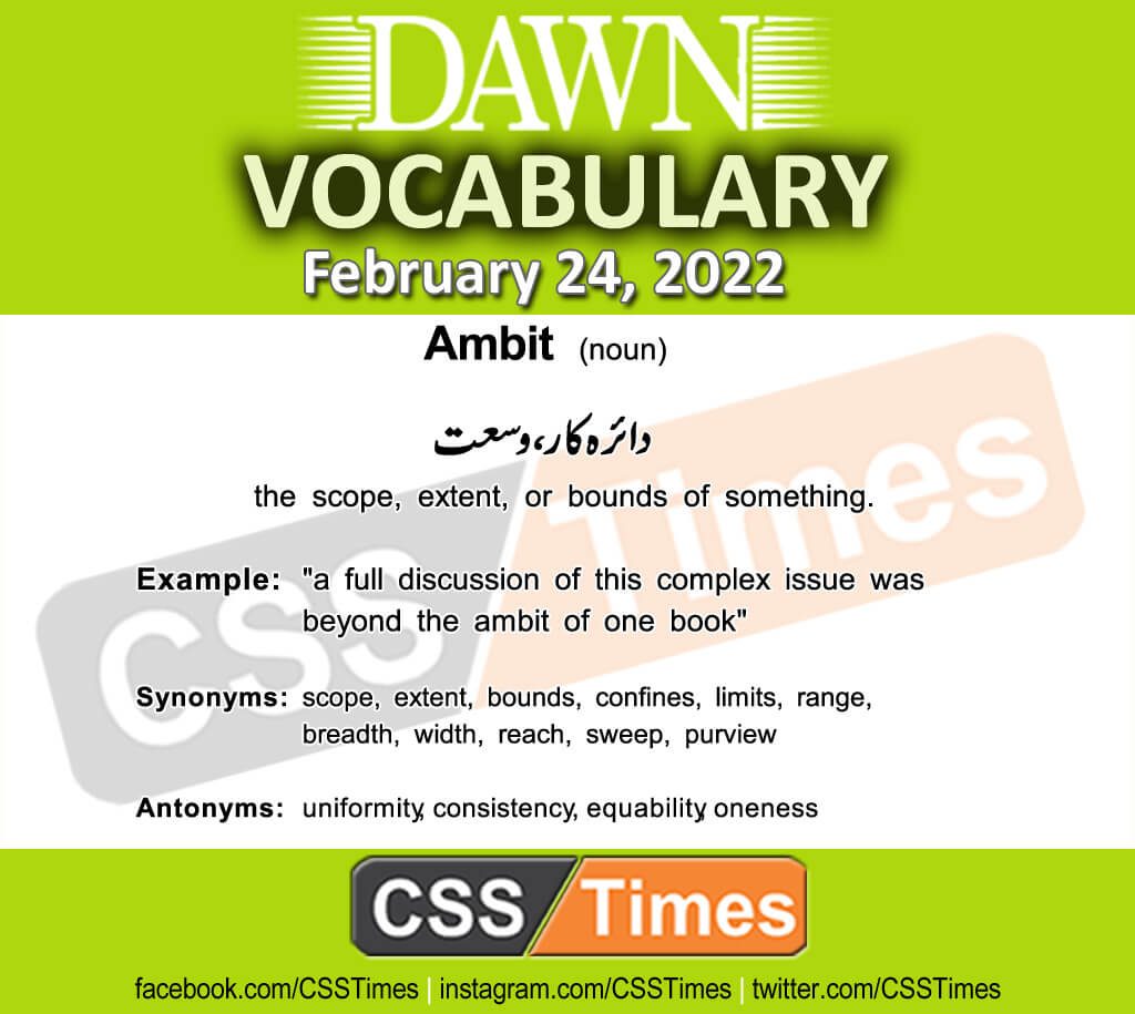 Daily DAWN News Vocabulary with Urdu Meaning (24 February 2022)