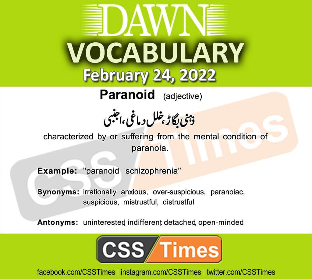 Daily DAWN News Vocabulary with Urdu Meaning (24 February 2022)