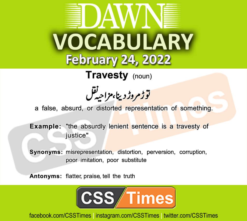 Daily DAWN News Vocabulary with Urdu Meaning (24 February 2022)