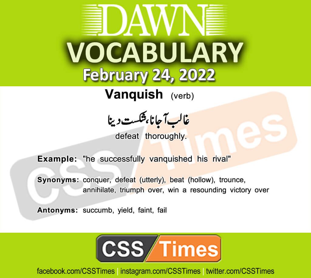 Daily DAWN News Vocabulary with Urdu Meaning (24 February 2022)