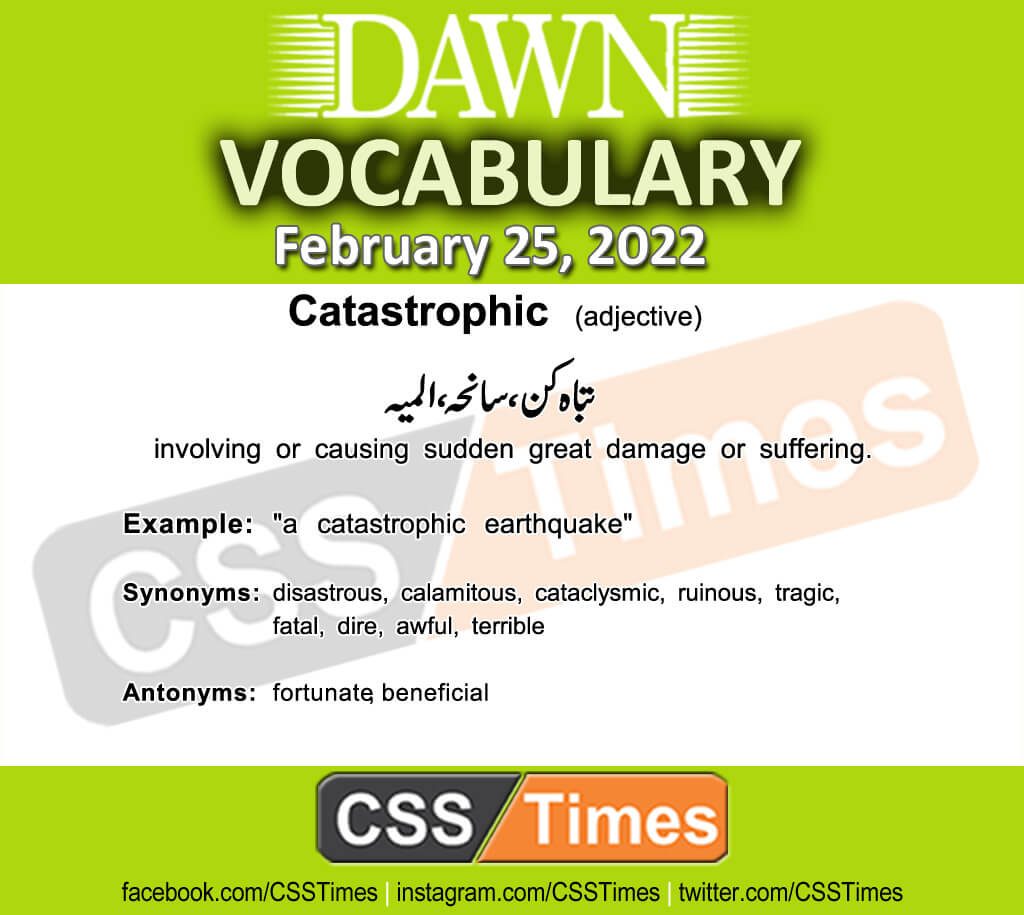 Daily DAWN News Vocabulary with Urdu Meaning (25 February 2022)