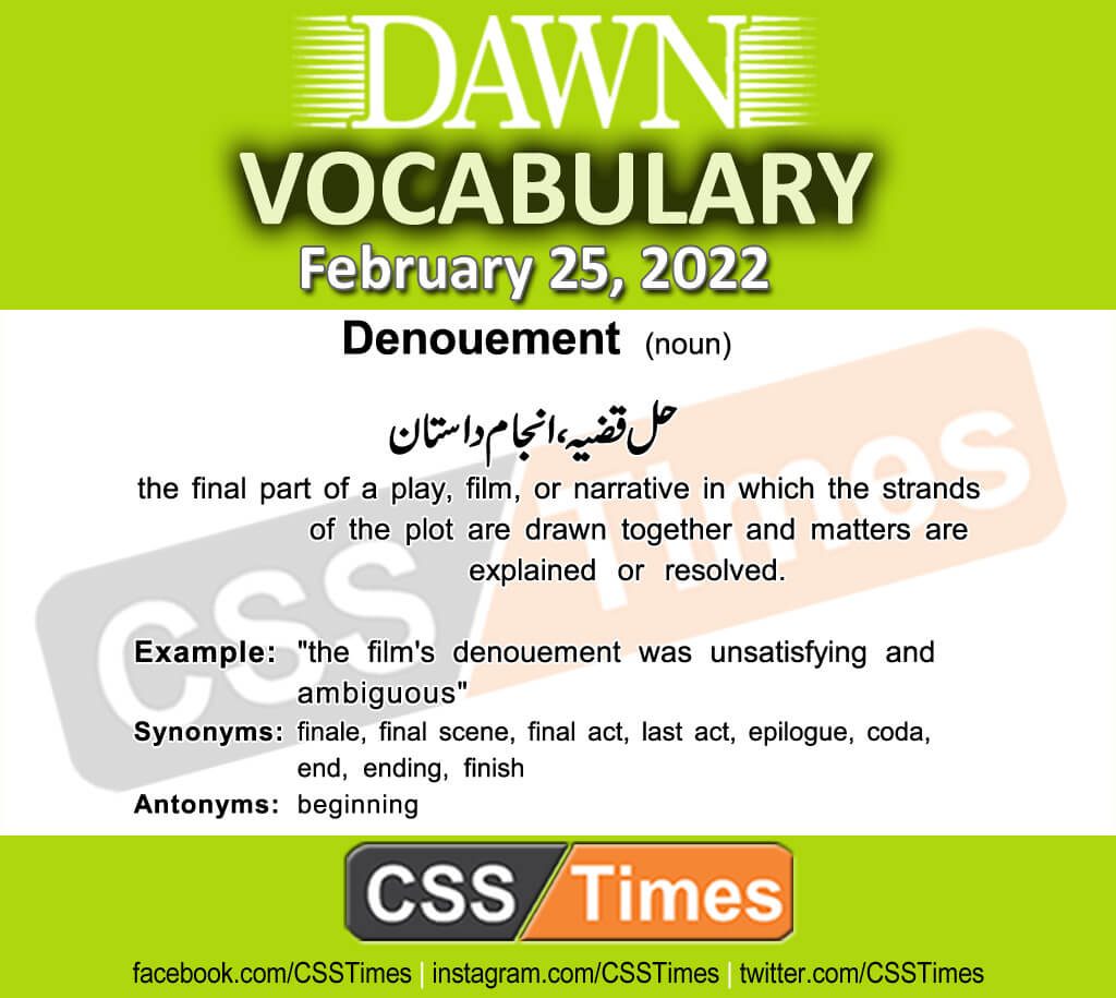 Daily DAWN News Vocabulary with Urdu Meaning (25 February 2022)