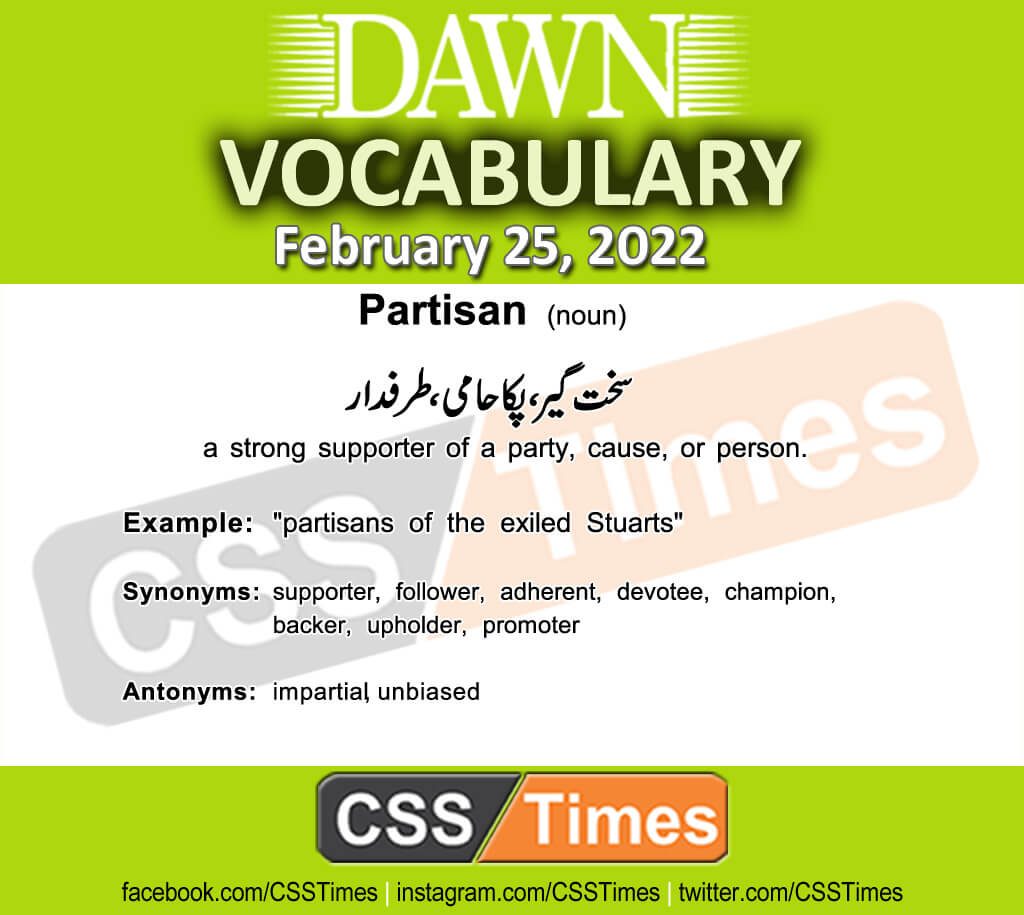 Daily DAWN News Vocabulary with Urdu Meaning (25 February 2022)