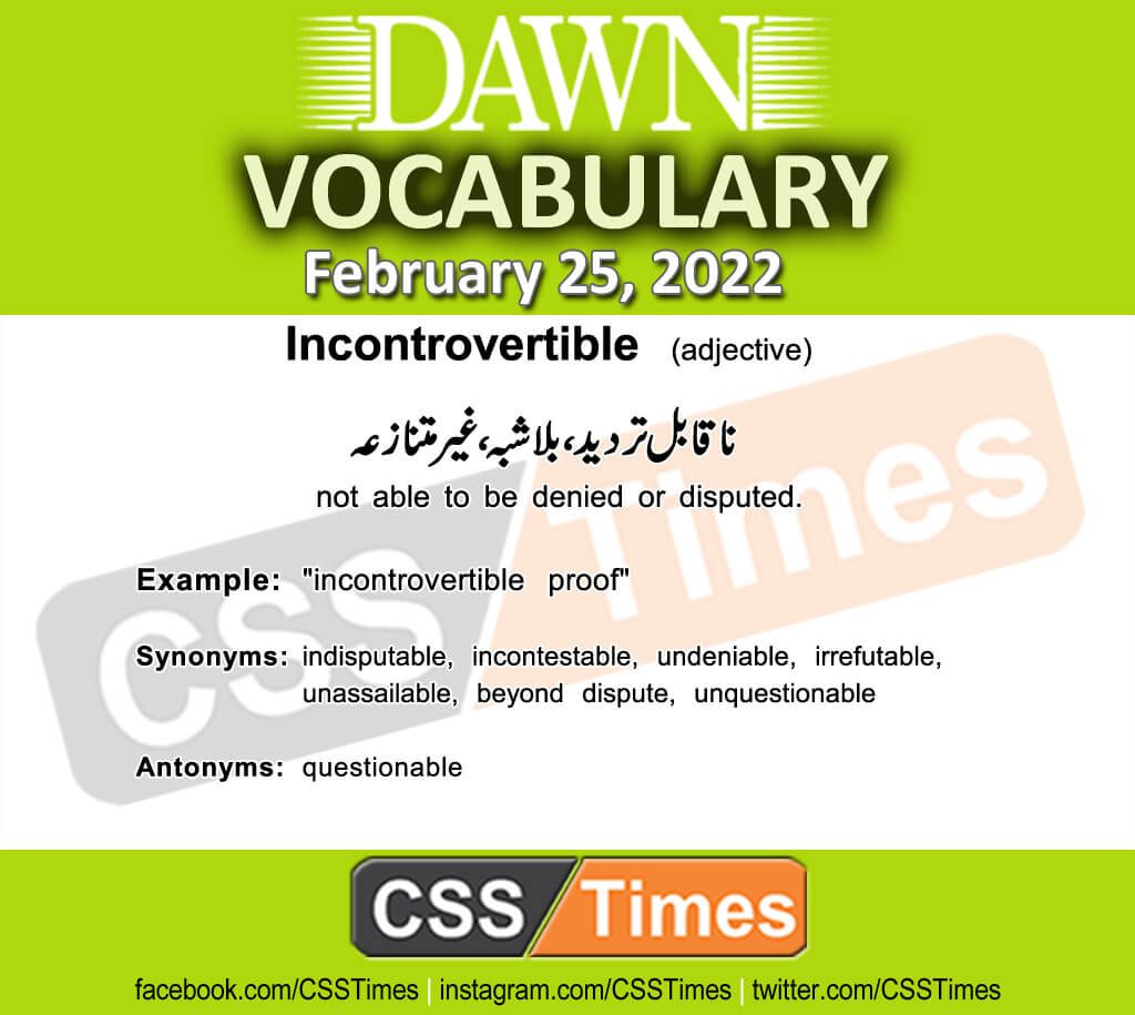 Daily DAWN News Vocabulary with Urdu Meaning (25 February 2022)