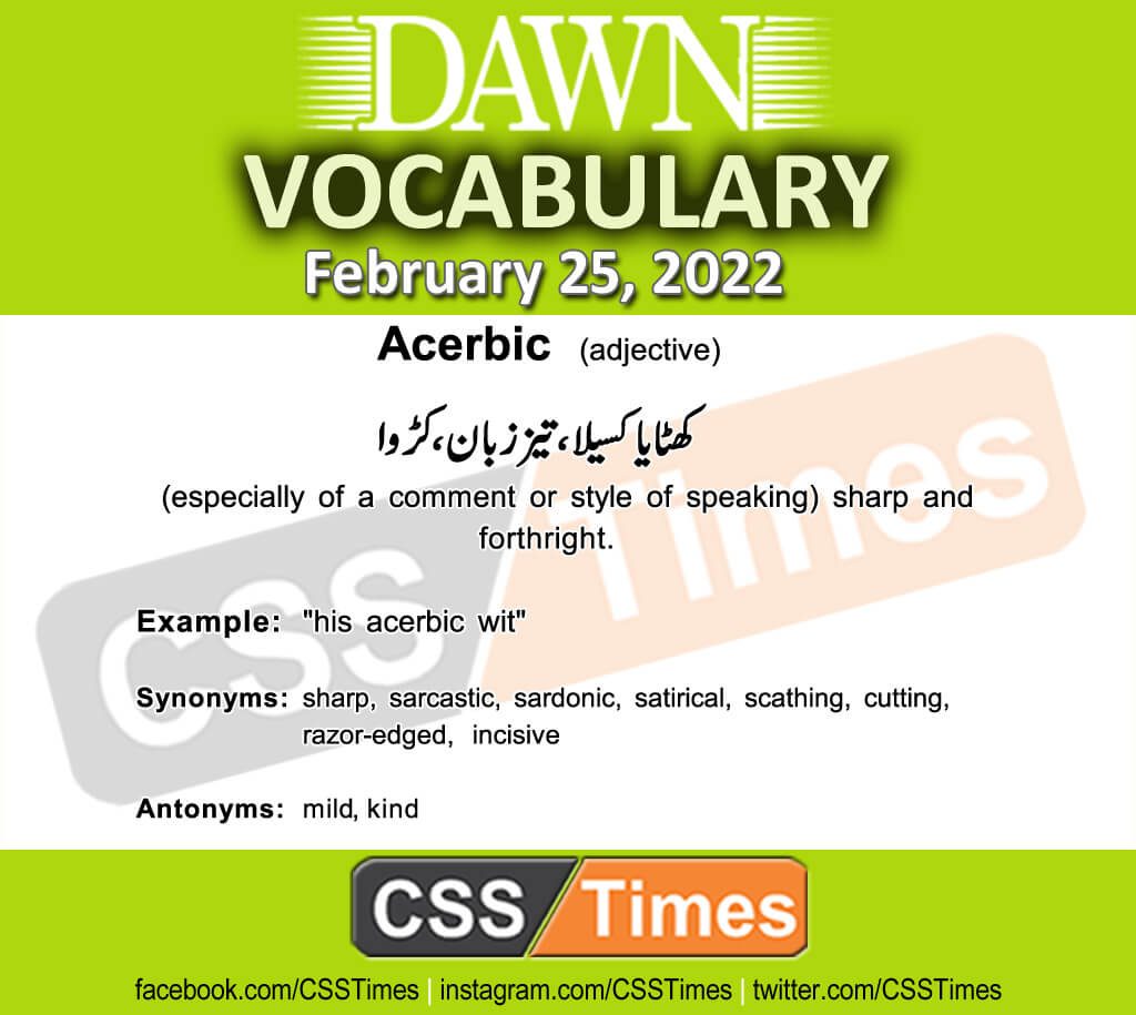 Daily DAWN News Vocabulary with Urdu Meaning (25 February 2022)