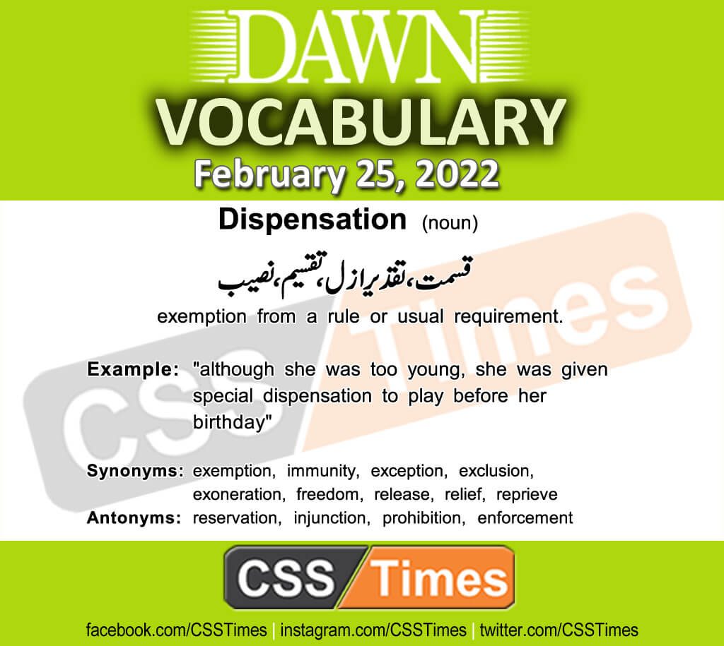 Daily DAWN News Vocabulary with Urdu Meaning (25 February 2022)