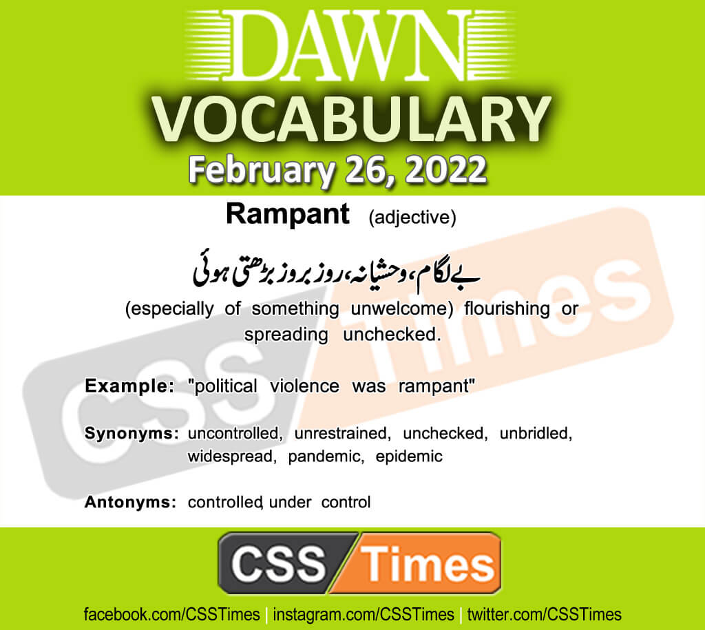 Daily DAWN News Vocabulary with Urdu Meaning (26 February 2022)