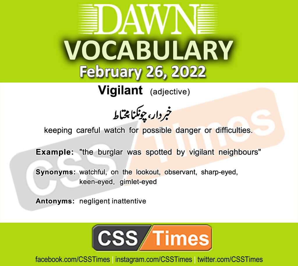 Daily DAWN News Vocabulary with Urdu Meaning (26 February 2022)