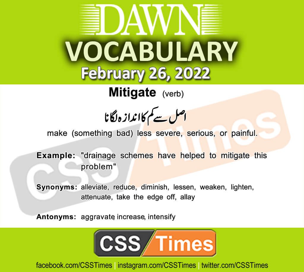 Daily DAWN News Vocabulary with Urdu Meaning (26 February 2022)