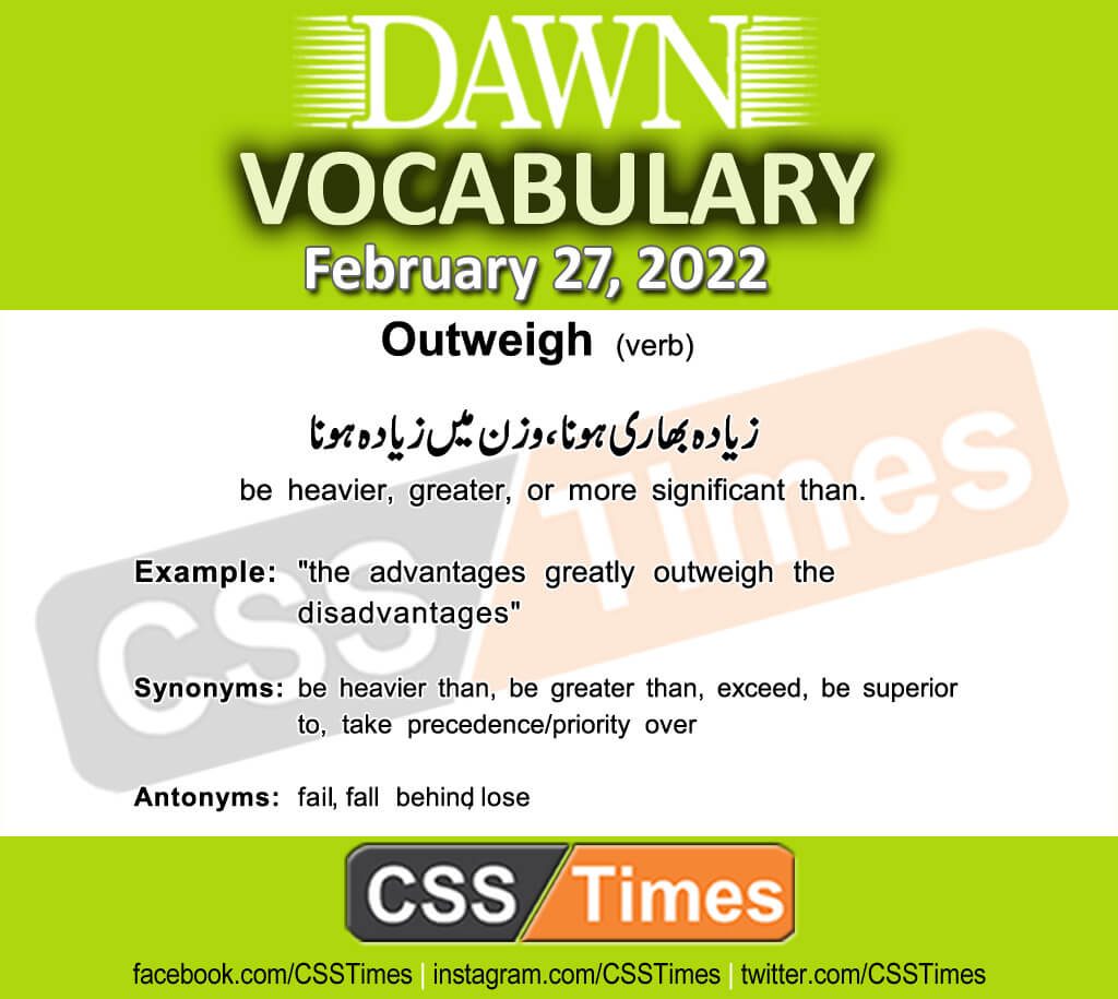 Daily DAWN News Vocabulary with Urdu Meaning (27 February 2022)