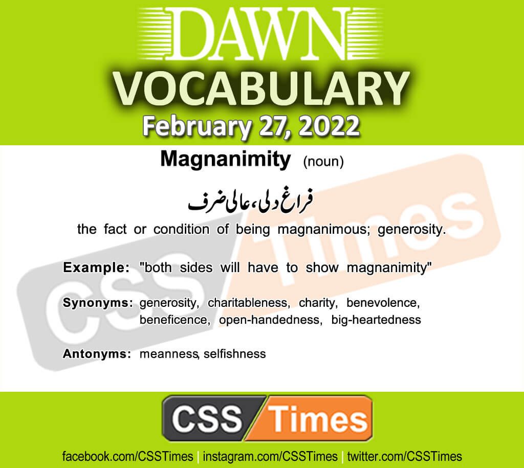 Daily DAWN News Vocabulary with Urdu Meaning (27 February 2022)