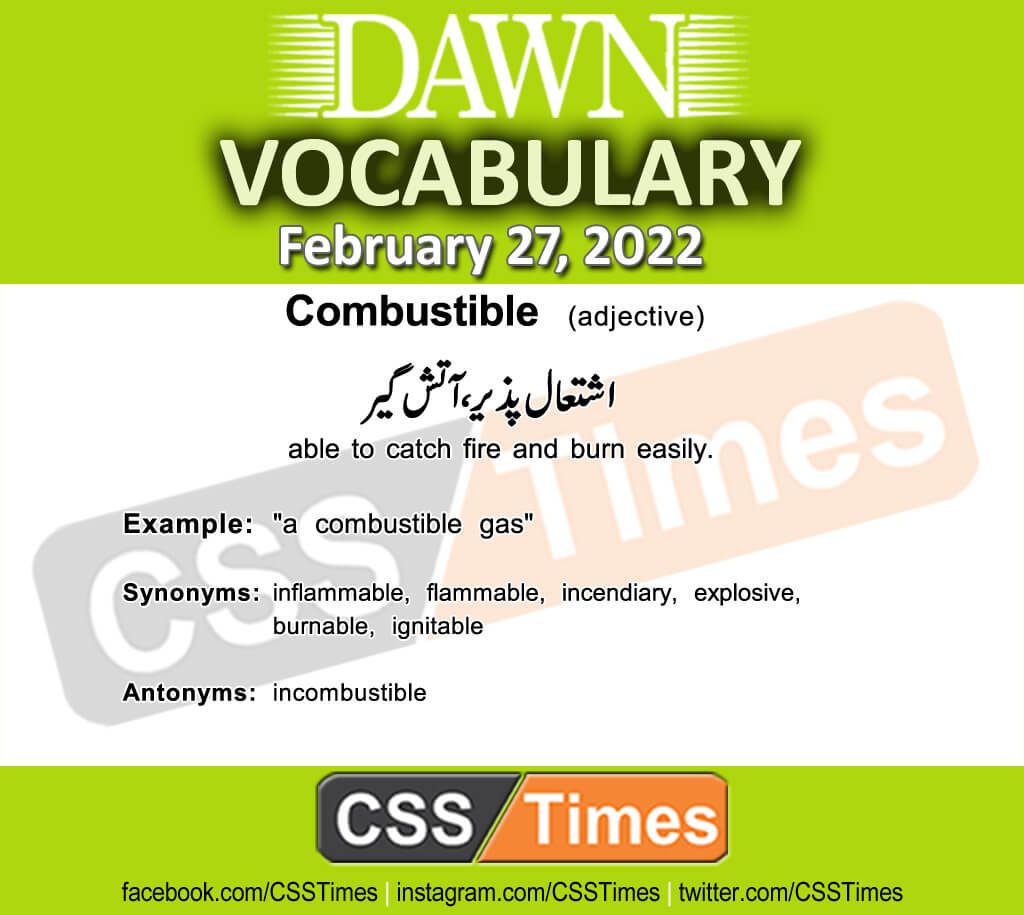 Daily DAWN News Vocabulary with Urdu Meaning (27 February 2022)