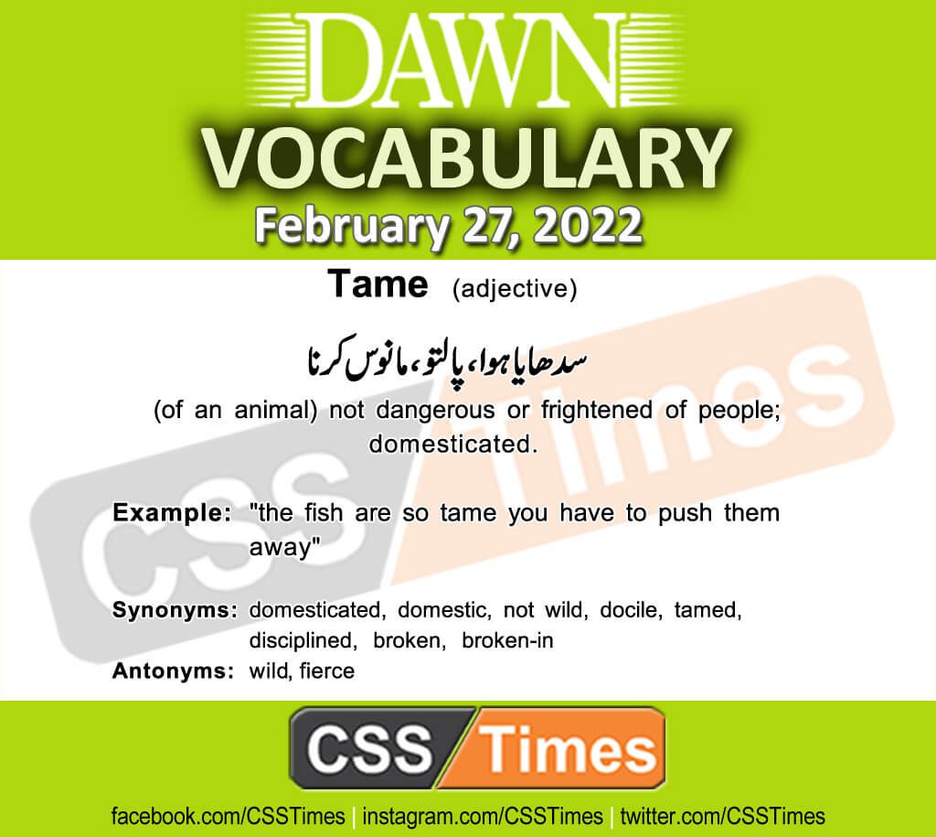 Daily DAWN News Vocabulary with Urdu Meaning (27 February 2022)