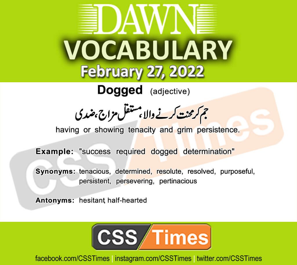 Daily DAWN News Vocabulary with Urdu Meaning (27 February 2022)