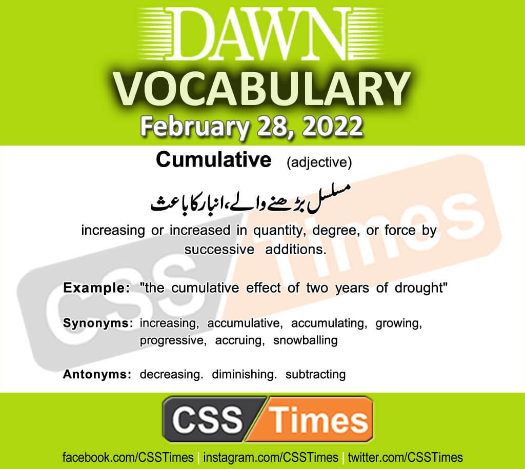 Daily DAWN News Vocabulary with Urdu Meaning (28 February 2022)