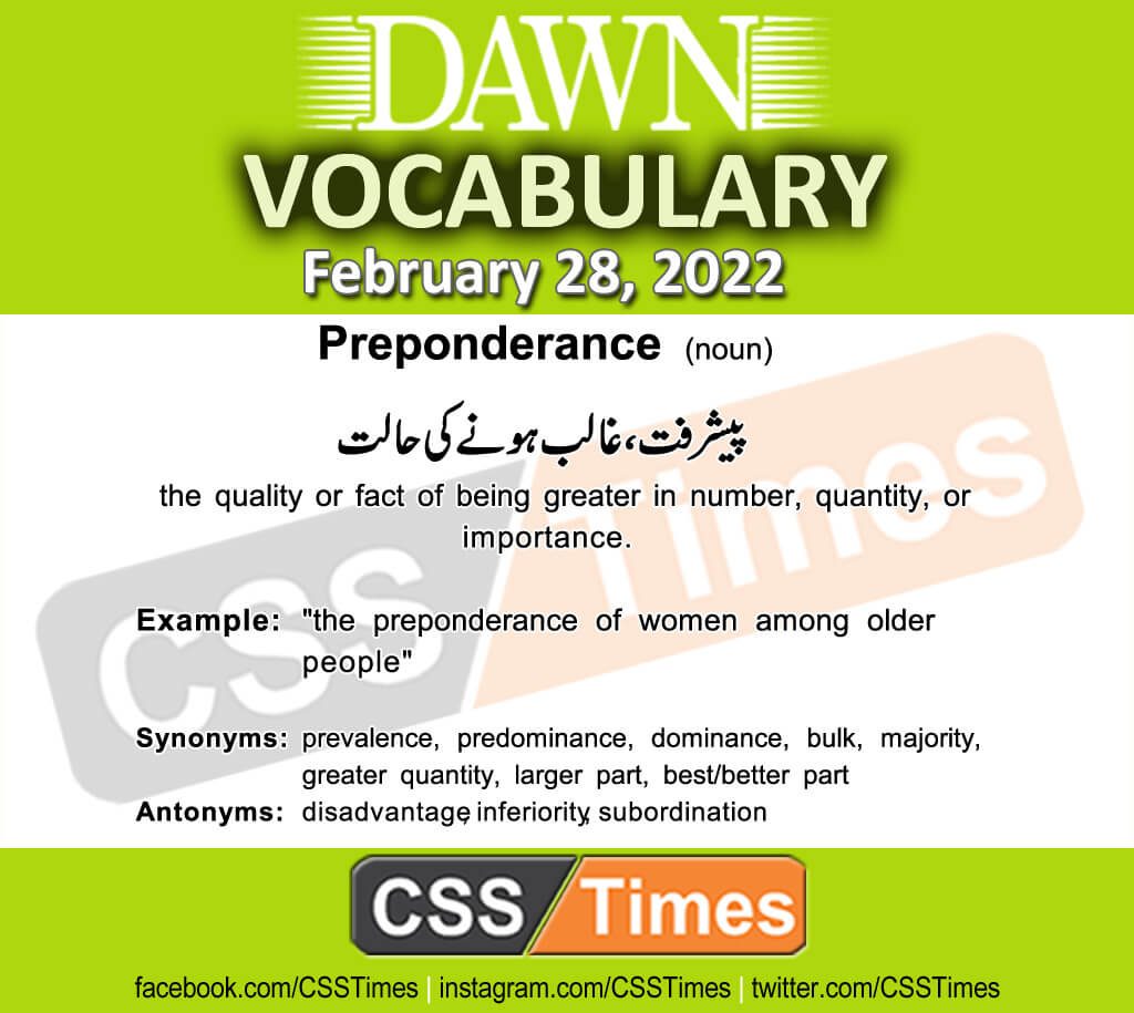 Daily DAWN News Vocabulary with Urdu Meaning (28 February 2022)