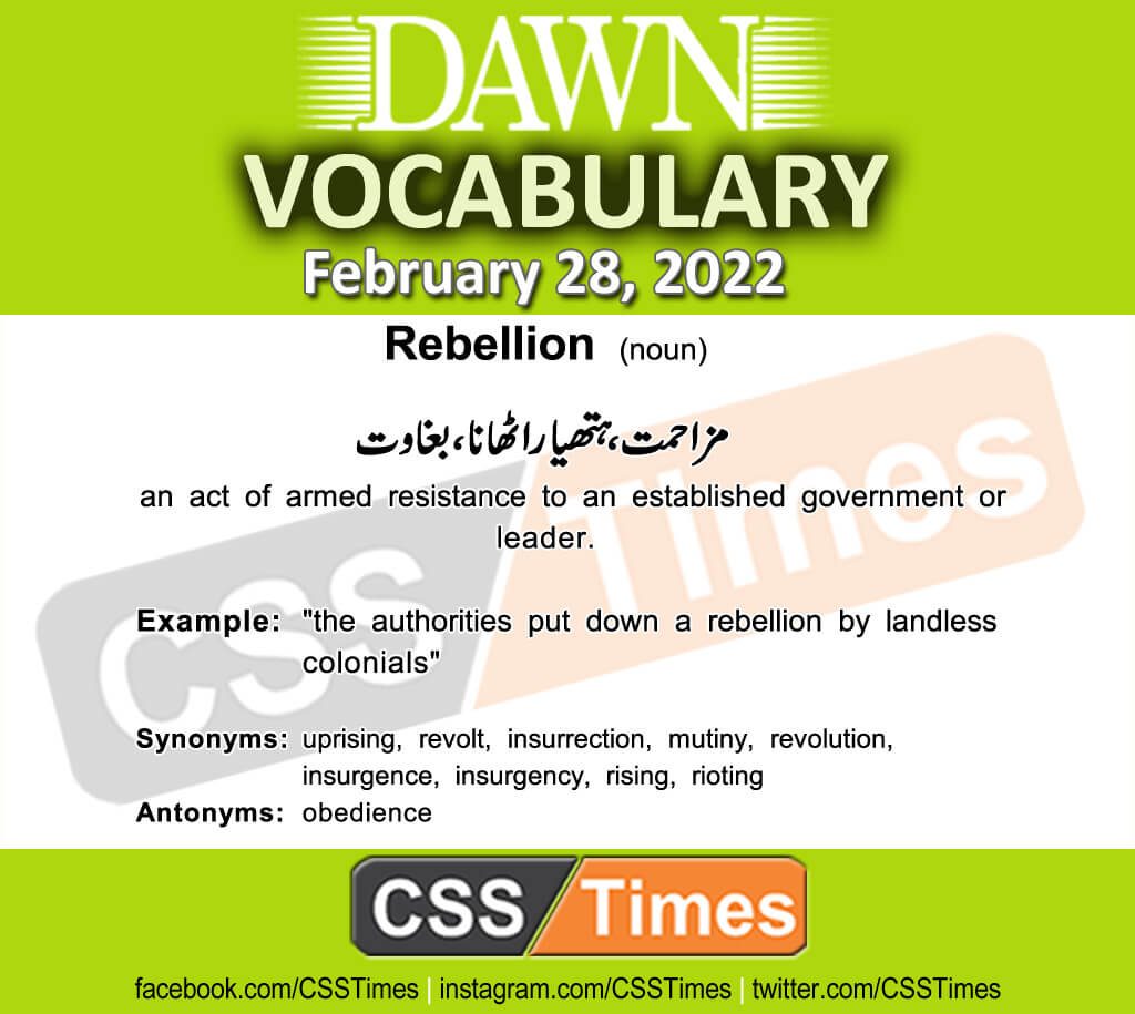 Daily DAWN News Vocabulary with Urdu Meaning (28 February 2022)