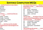 Sentence Completion MCQs (Set-II)